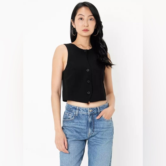 ZARA || Black V-Back Waistcoat Structured Vest Top. Sz. XL - NWT - Picture 1 of 14